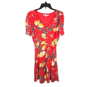 {Julia Jordan} Orange Floral Back Tie Midi Dress - Size 12